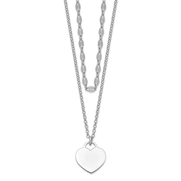 Kazi Luxury Sterling Silver RH-plated 2-Strand Heart w/4in ext Choker Necklace